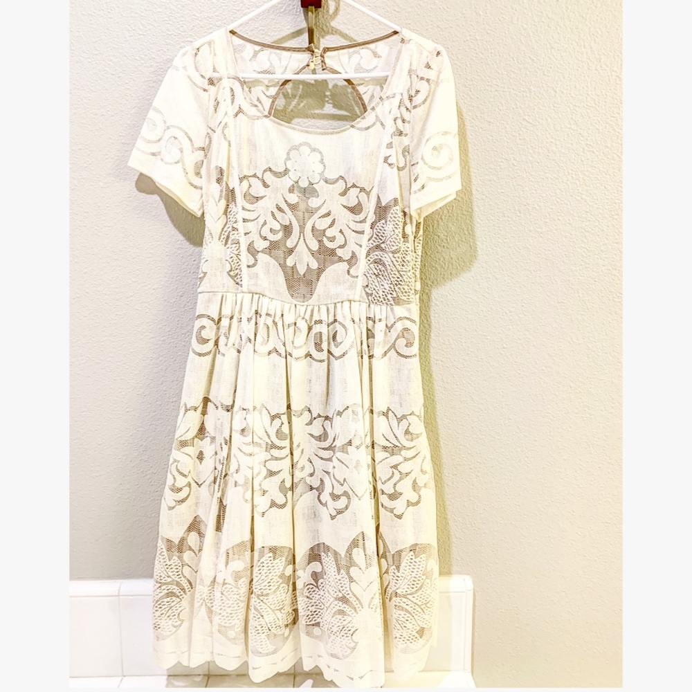 Tracy Reese Cream and Tan Midi Dress